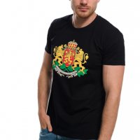 Нова мъжка черна тениска с релефен трансферен печат Герб на България , снимка 3 - Тениски - 28017520