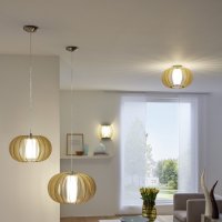 Лампа висяща с дървен сенник клен 50 см EGLO Stellato внос от Германия, снимка 3 - Лампи за таван - 32014012