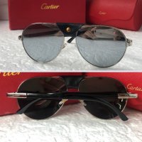 Cartier 2022 мъжки слънчеви очила с кожа, снимка 1 - Слънчеви и диоптрични очила - 37370352