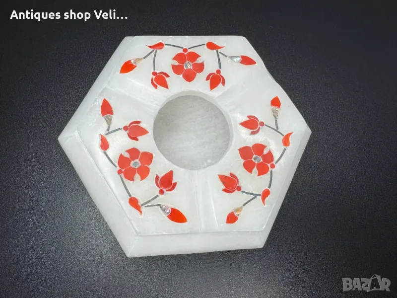 Мраморен пепелник с естествени камъни №6953 , снимка 1