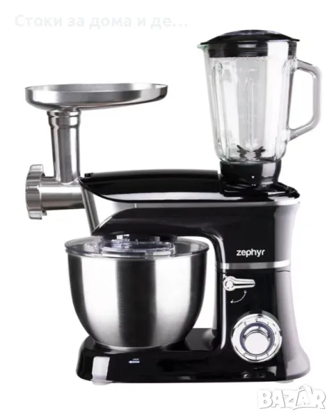 ✨Кухненски робот 3в1 ZEPHYR ZP 1115 QBM, 1900W, 6.5 литра, Блендер, Миксер, Месомелачка, Черен , снимка 1