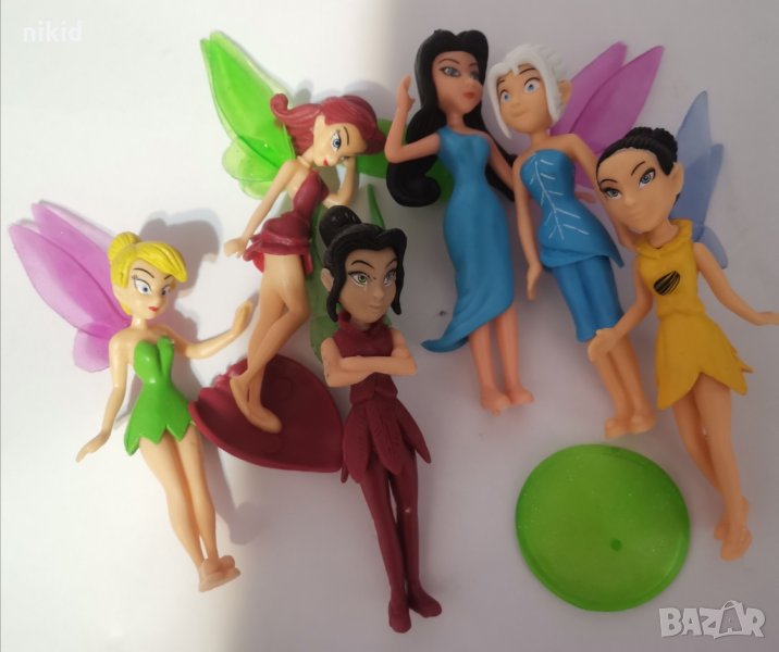 6 бр феи Зън зън камбанките Tinkerbell пластмасови фигурки играчки за игра и украса торта, снимка 1
