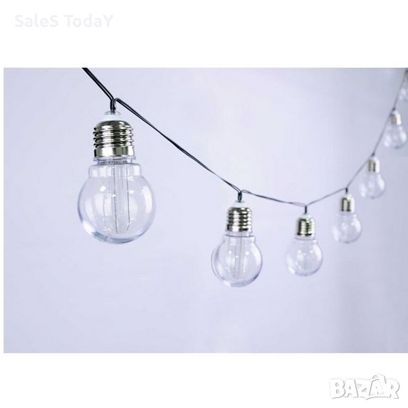 Лампи 10бр, Градинско осветление, Гирлянд от соларни лампи, крушки за тераса, 380м., снимка 1