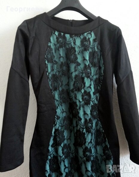 Елегатна черна рокля с дантелени детайли, снимка 1