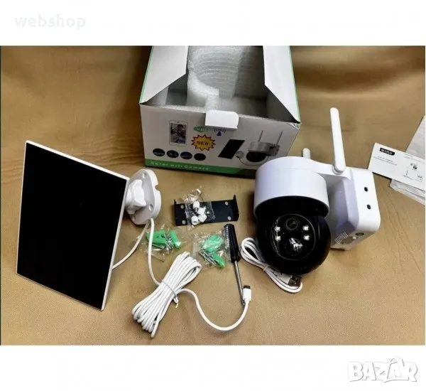 Соларна камера за наблюдение, WiFi, външна, PTZ, 8MP, IP65, ICSEE, снимка 1