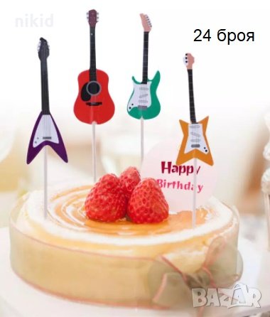 24 бр Китара Китари картонени топери украса декор за торта мъфини, снимка 1