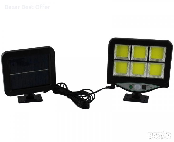 Соларна лампа с 128 COB LED диода-дистанционно, сензор за движение, снимка 1