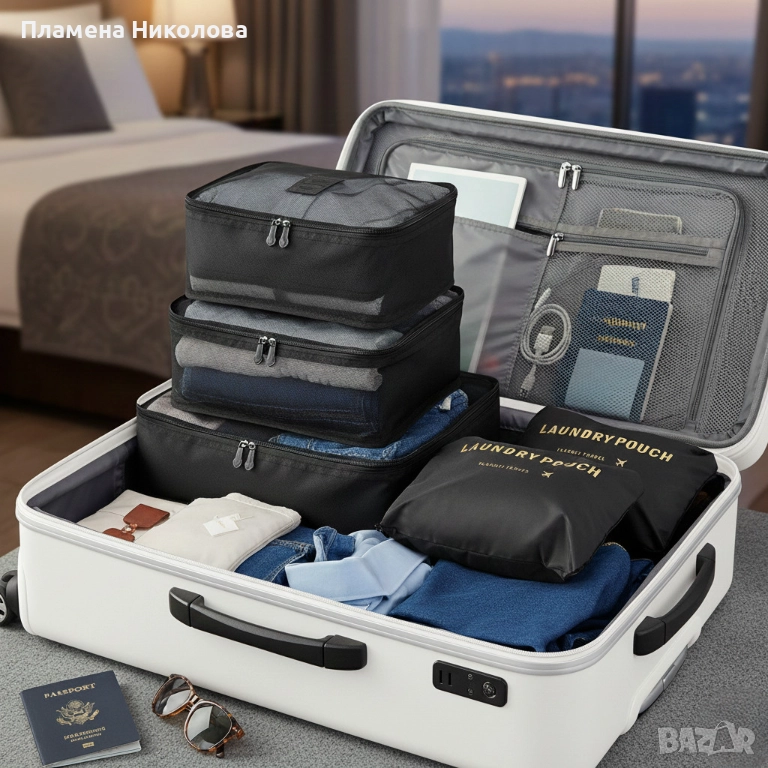 Комплект органайзер за багаж с 6 чанти за подреден и лесен транспорт, снимка 1