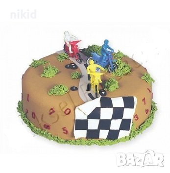 3 мотора мотори мотор мотористи мотоциклет мотокрос пластмасови фигурки фигурка украса торта , снимка 1