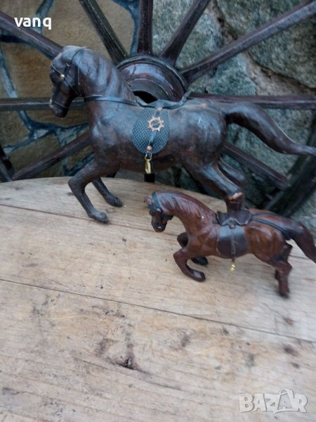 Стар кожен Кон фигура статуетка,кожа, снимка 1