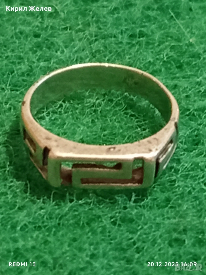 СТАР СРЕБЪРЕН ПРЪСТЕН с МОТИВ ГРЪЦКИ КЛЮЧ РЪЧНА ИЗРАБОТКА 52482, снимка 1