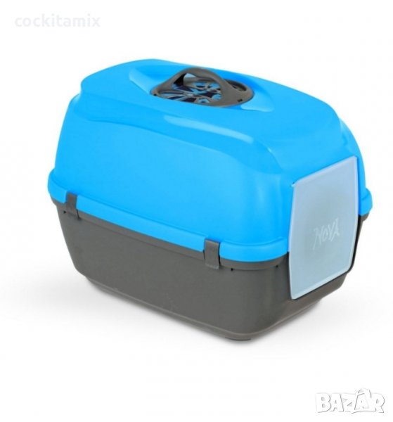 Закрита котешка тоалетна с филтър НОВА син размери см 56 / 40 / 40,5височина - 1бр, снимка 1