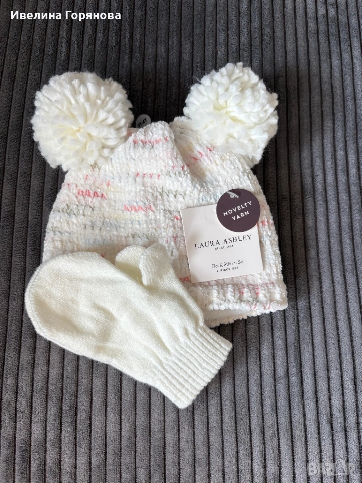 Детски комплект плетена шапка и ръкавици размер 2-3г., снимка 1
