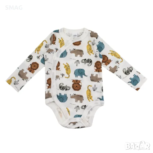 Бяло памучно боди с животинки S_1245615, снимка 1