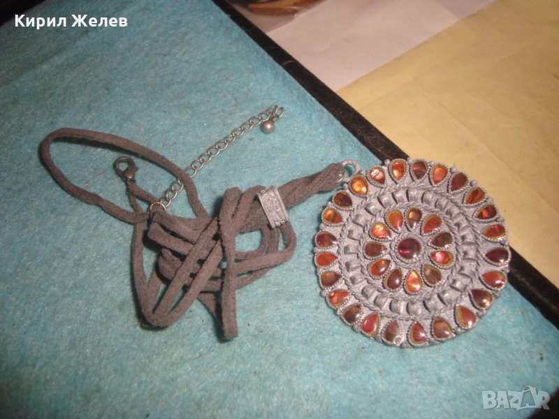 СРЕБРИСТА ОГЪРЛИЦА ЕТНОГРАФСКИ СТИЛ АРТ МЕДАЛЬОН ОРИЕНТАЛСКО УКРАШЕНИЕ 25501, снимка 1