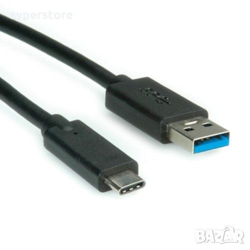 Кабел USB-A към USB Type C 3.1 Roline 11.02.9011 Черен 1m, USB-A към USB Type C M/M, снимка 1
