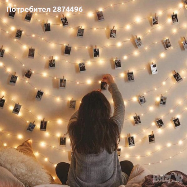 3812 Лампички с щипки, лед гирлянд с 50 щипки, 5 метра, снимка 1