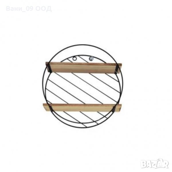 Кръгла стенна етажерка-дърво и метал, снимка 1