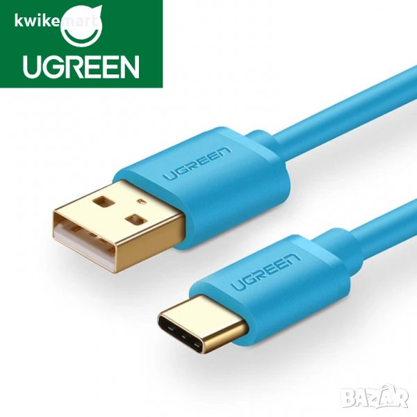 USB-C (USB Type-C) към USB кабел за зареждане UGREEN, 0.5m, син, снимка 1