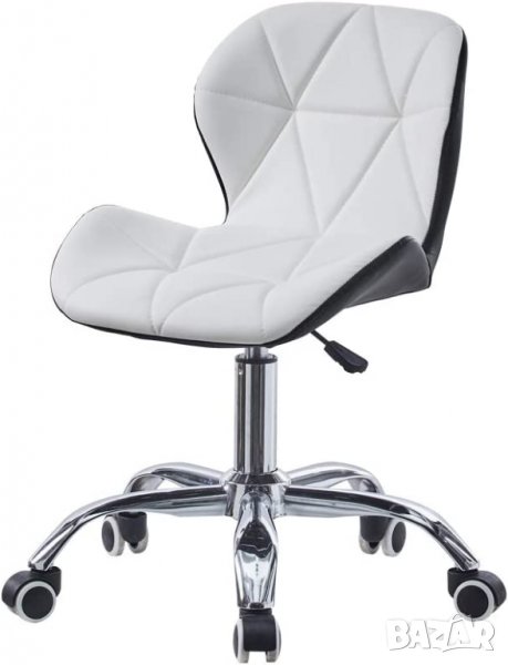 Мобилен стол за бюро/офис стол с дамаска от PU кожа C-KFC003WHBL-S, снимка 1