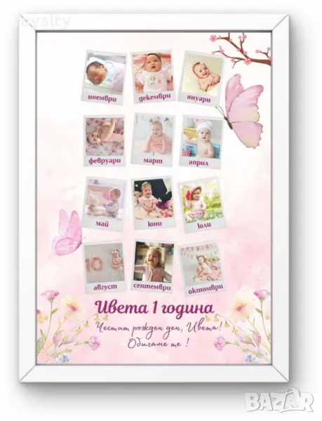 Постер със снимки за рожден ден и име пожелание, снимка 1