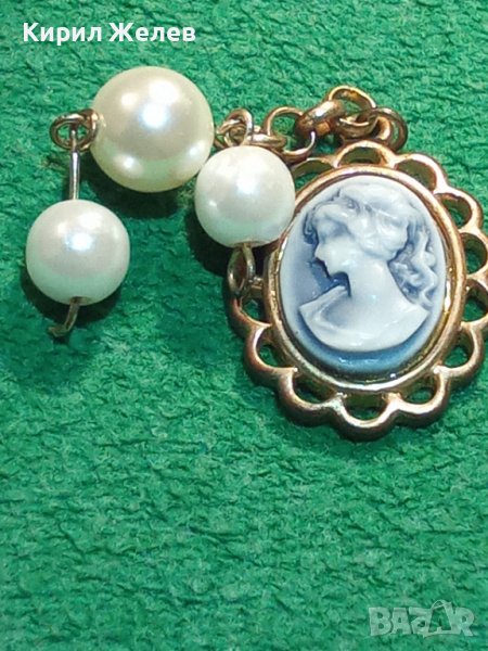 КЛАСИЧЕСКА КАМЕЯ с ПЕРЛИ БРОНЗ ПОЗЛАТА АРТ ДЕКО 21775, снимка 1