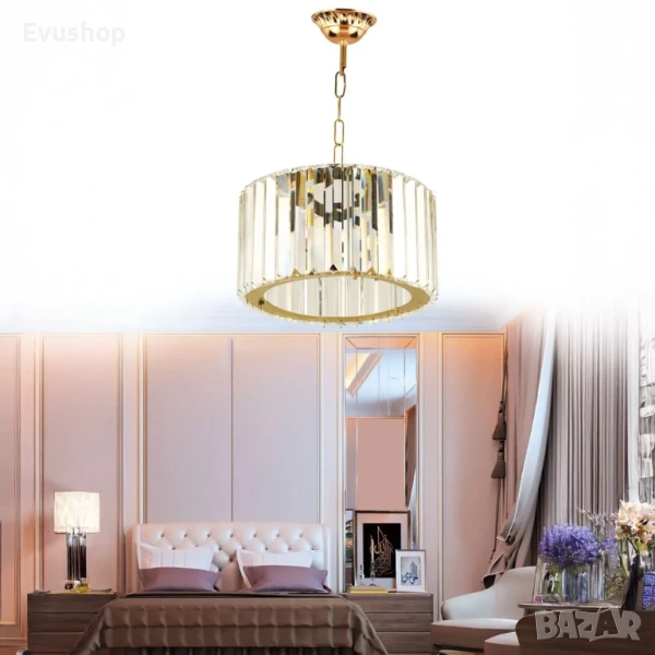 Полилей Crystal– Златист метален дизайн с кристални елементи, снимка 1