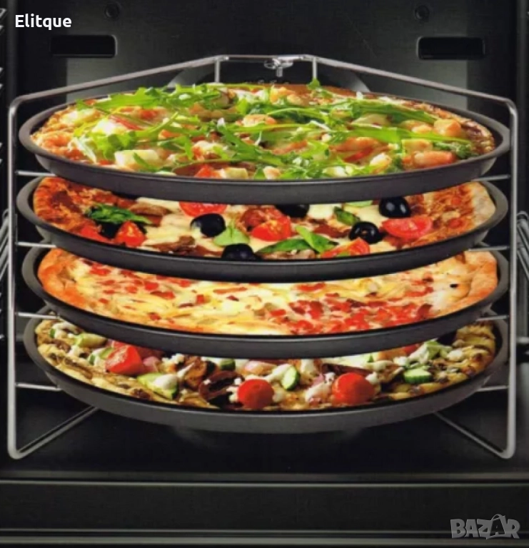 Комплект за печене на пица с хромирана метална стойка, снимка 1