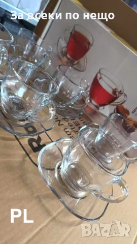 КОМПЛЕКТ СТЪКЛЕНИ ЧАШИ ЗА КАФЕ 6 БР. С ЧИНИЙКИ ., снимка 3 - Чаши - 48929180