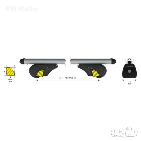 Алуминиеви напречни греди багажник NORDRIVE Alumia Rail Evos, снимка 5 - Аксесоари и консумативи - 47534501