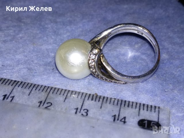 СКЪПОЦЕНЕН БЕЛ ЕПОК СТИЛ СРЕБЪРЕН ПРЪСТЕН РОДИРАНО СРЕБРО 925 с ОГРОМЕН БИСЕР и ЦИРКОНЧЕТА 26838, снимка 8 - Пръстени - 40574721