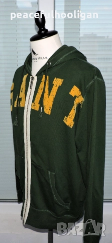 Gant Mens Green Hoodie Full Zip Size L - мъжки суичър с качулка, снимка 10 - Суичъри - 52430235