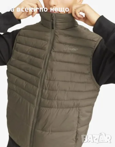 JACK&JONES Jjestate Packable BW Collar Noos Canteen Green Мъжки Тъмно Зелен Елек Код P2991, снимка 4 - Якета - 56053878