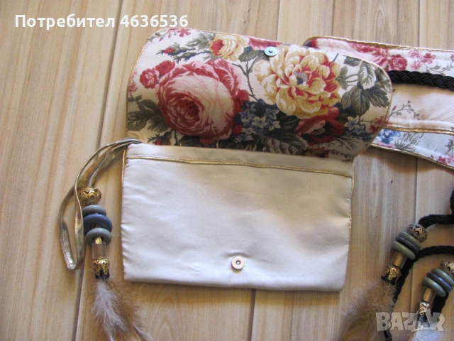 Дамска чанта и колан с мъниста и пера, снимка 5 - Чанти - 53272060