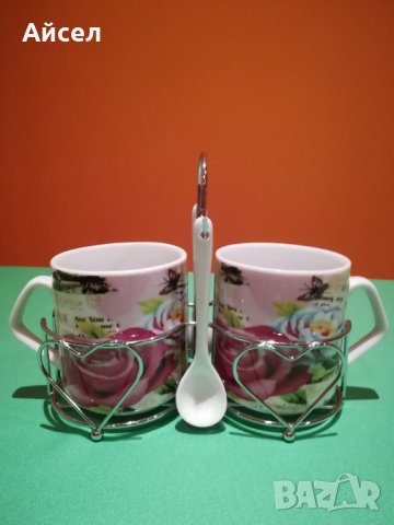 Комплект нови порцеланови чаши за двама, снимка 3 - Чаши - 30989581