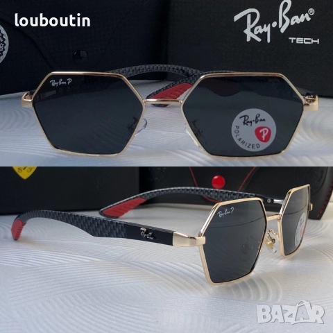 Ray Ban Ferrari мъжки слънчеви очила осмоъгълни с поляризация, снимка 2 - Слънчеви и диоптрични очила - 52916045