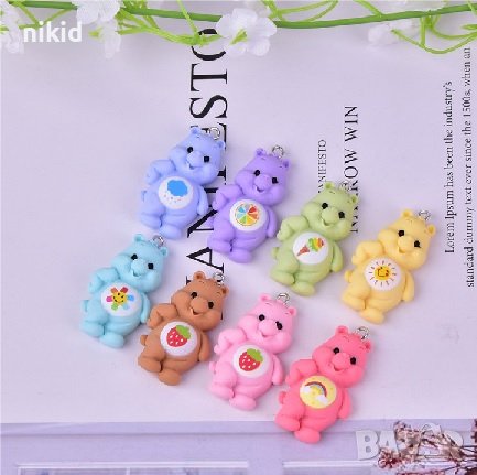 10 бр Грижовните мечета мече фигурка The Care Bears висулки за бижу бижута колие гердан обеца смола