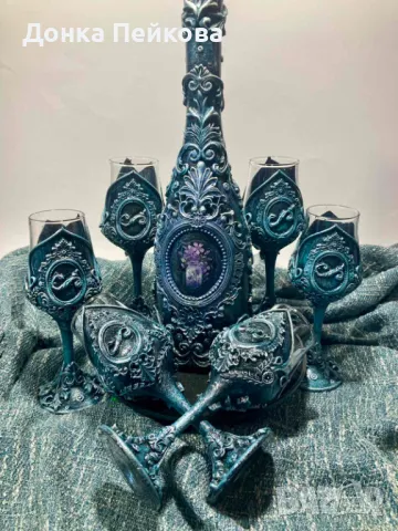 Сервиз за аперитив ръчна изработка в сребро , снимка 1