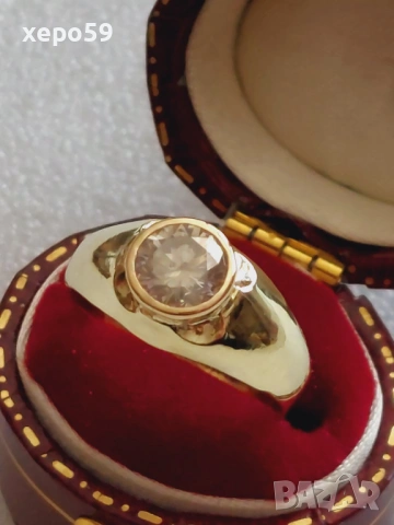 Дамски златен 14 каратов пръстен с брилянт 1,15 карата, снимка 2 - Пръстени - 53074005