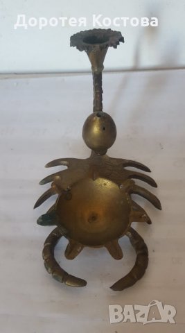 Красив месингов пепелник + свещник, снимка 6 - Антикварни и старинни предмети - 35306257