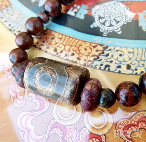 Дзи гривна-талисман с мъниста от 7 полускъпоценни камъка