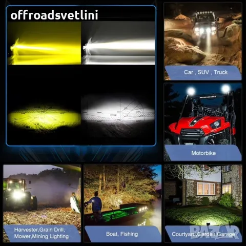 Универсален 3 LED Диоден фар къси дълги и халоген за мотори ATV Джип, снимка 6 - Аксесоари и консумативи - 49379993