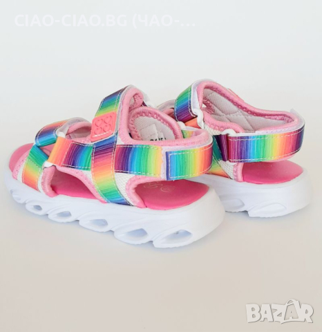 №23-28 *СВЕТЕЩИ* детски сандали за момиче с Цветовете на Дъгата на BUBBLE KIDS, снимка 4 - Детски сандали и чехли - 44775338