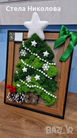 Ръчно изработени Коледни свещници и декорации със скандинавски мъх, снимка 15 - Декорация за дома - 52639912