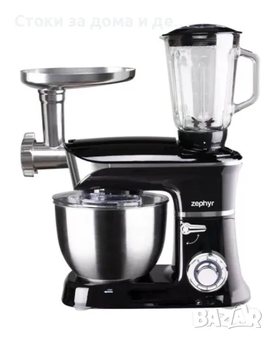 ✨Кухненски робот 3в1 ZEPHYR ZP 1115 QBM, 1900W, 6.5 литра, Блендер, Миксер, Месомелачка, Черен , снимка 1