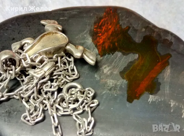 ФИГУРАЛЕН СРЕБЪРЕН ПЕНДАНТ ЖАБКА със СРЕБЪРНА ВЕРИЖКА СРЕБРО 925 РЪЧНА АРТ РАБОТА 49797, снимка 5 - Колиета, медальони, синджири - 49981838