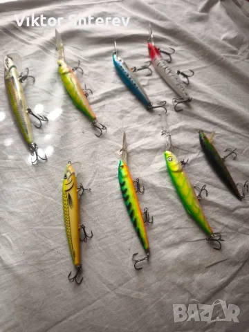 Комплект 8 бр. воблери – 4x Salmo, 3x Rapala, 1x Halco, снимка 2 - Такъми - 55978495