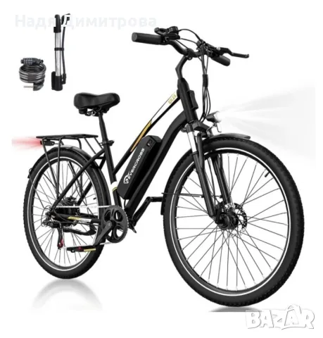 Електрически градски велосипед 28″ с 250W мотор, 36V 13Ah батерия и пробег до 90 км
