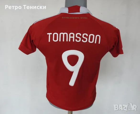 Тениска Denmark — Домакински (Tomasson #9) adidas — Деца размер L Червено (сезон 2010)