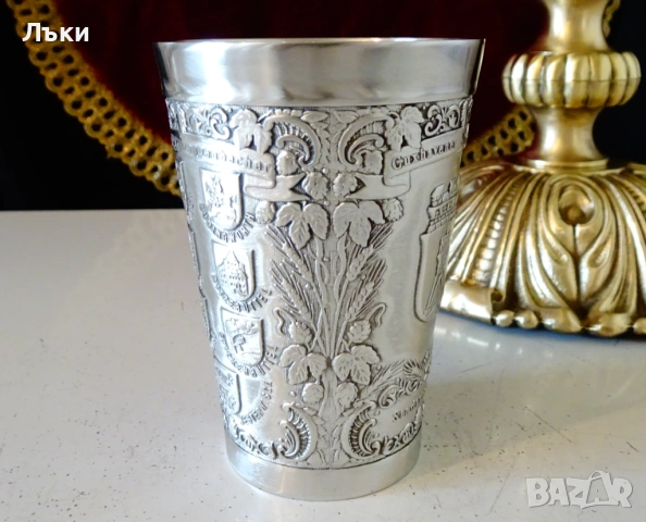 Калаена чаша с градски гербове,бира. , снимка 3 - Антикварни и старинни предмети - 54283197